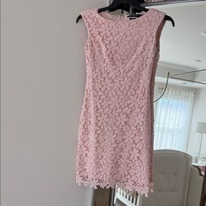Lauren Ralph Lauren Pale Pink Floral Lace Sheath Dress 0